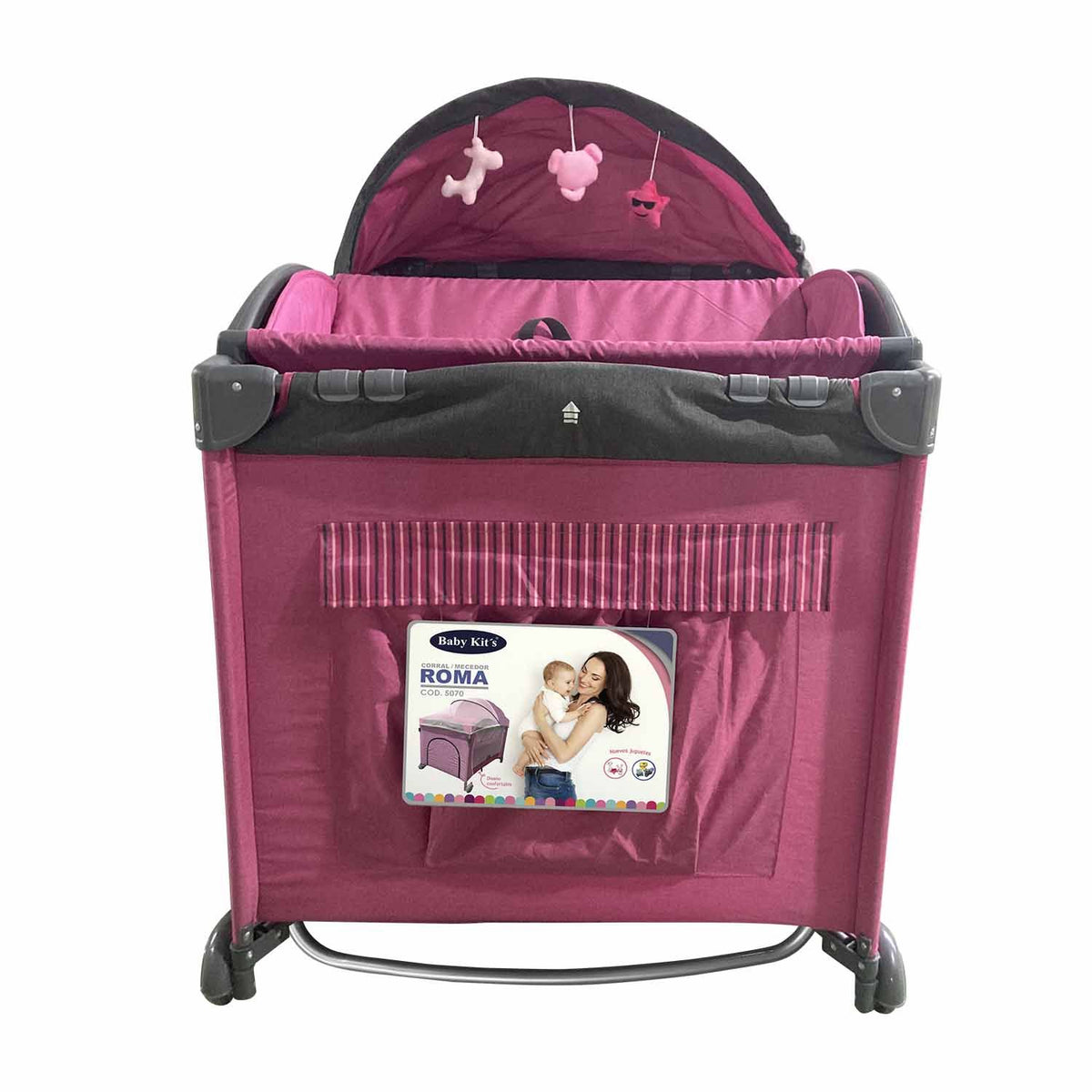Cuna Corral Roma color rosado - Baby Kit´s