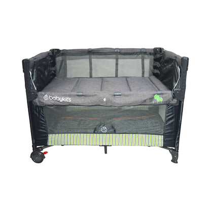 Cuna Corral Mecedora Summer color gris - Baby Kit´s