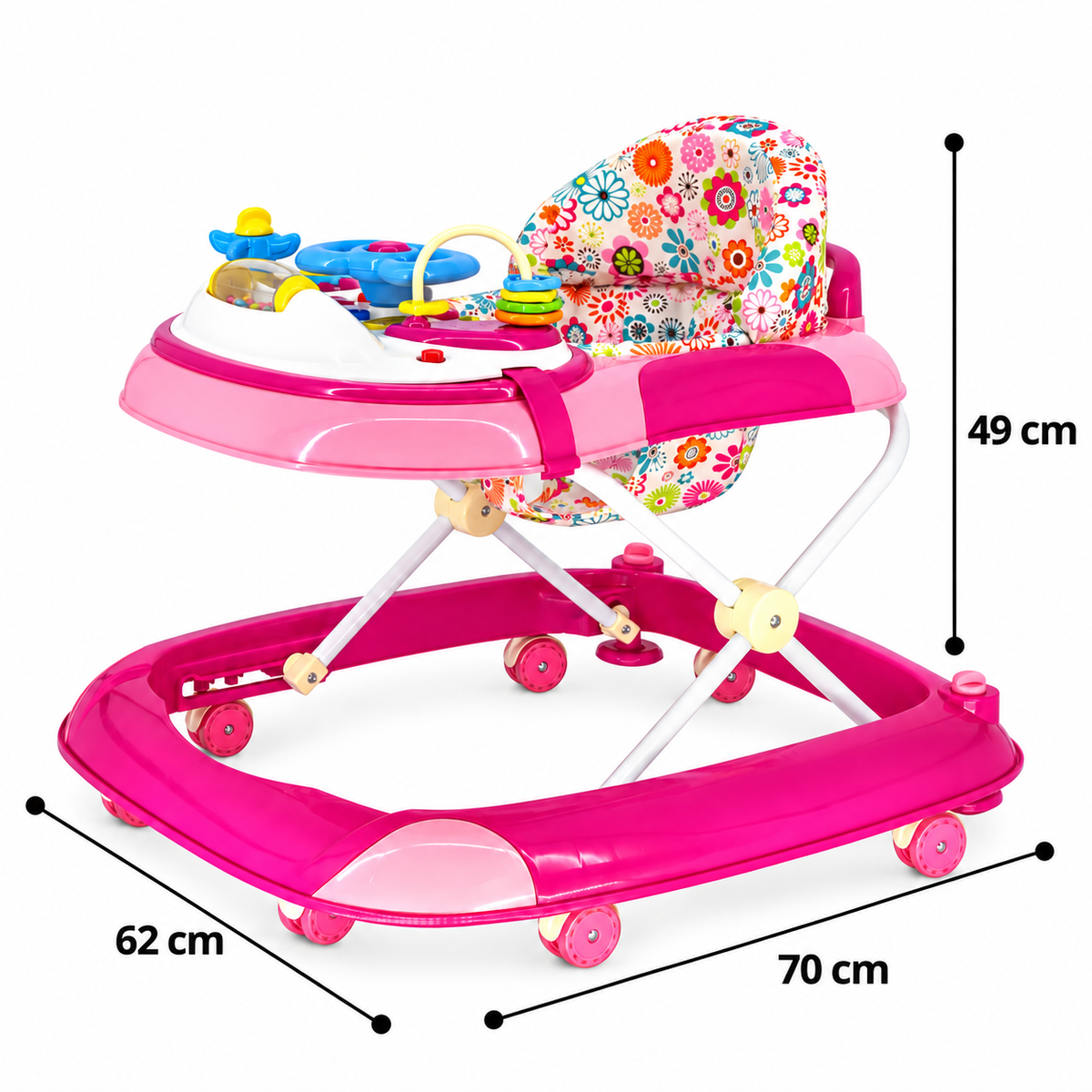 Andador Sander rosado con medidas - Baby Kit´s
