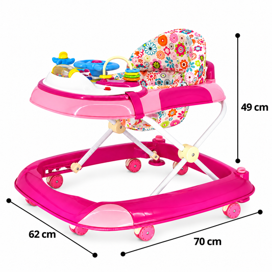 Andador Sander rosado con medidas - Baby Kit´s