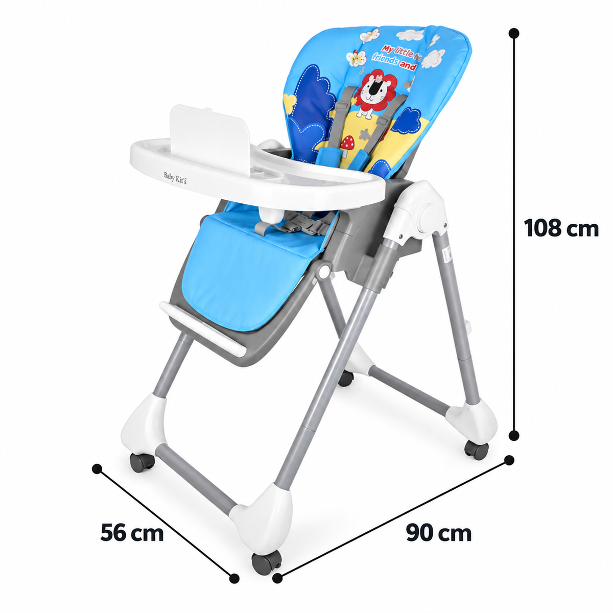 Silla de Comer Snack Friends celeste con medidas - Baby Kit´s