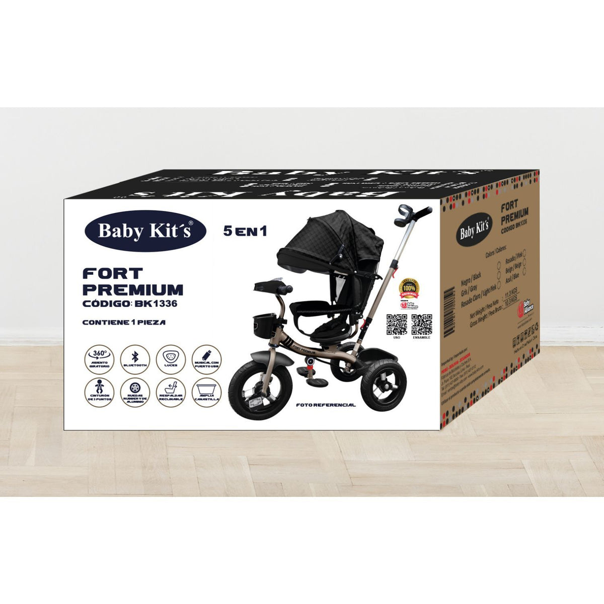 Triciclo Fort Premium Gold 5 en 1, Azul vista 4 - Baby Kit´s