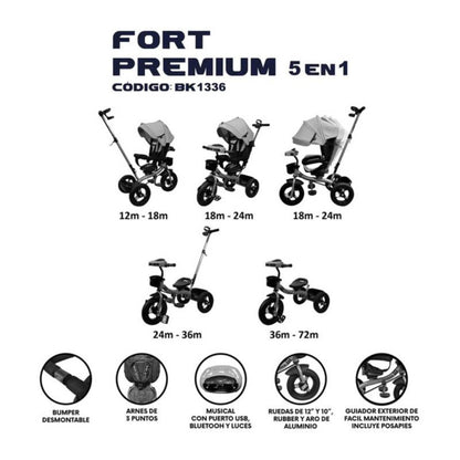 Triciclo Fort Premium Gold 5 en 1, Beige vista 3 - Baby Kit´s